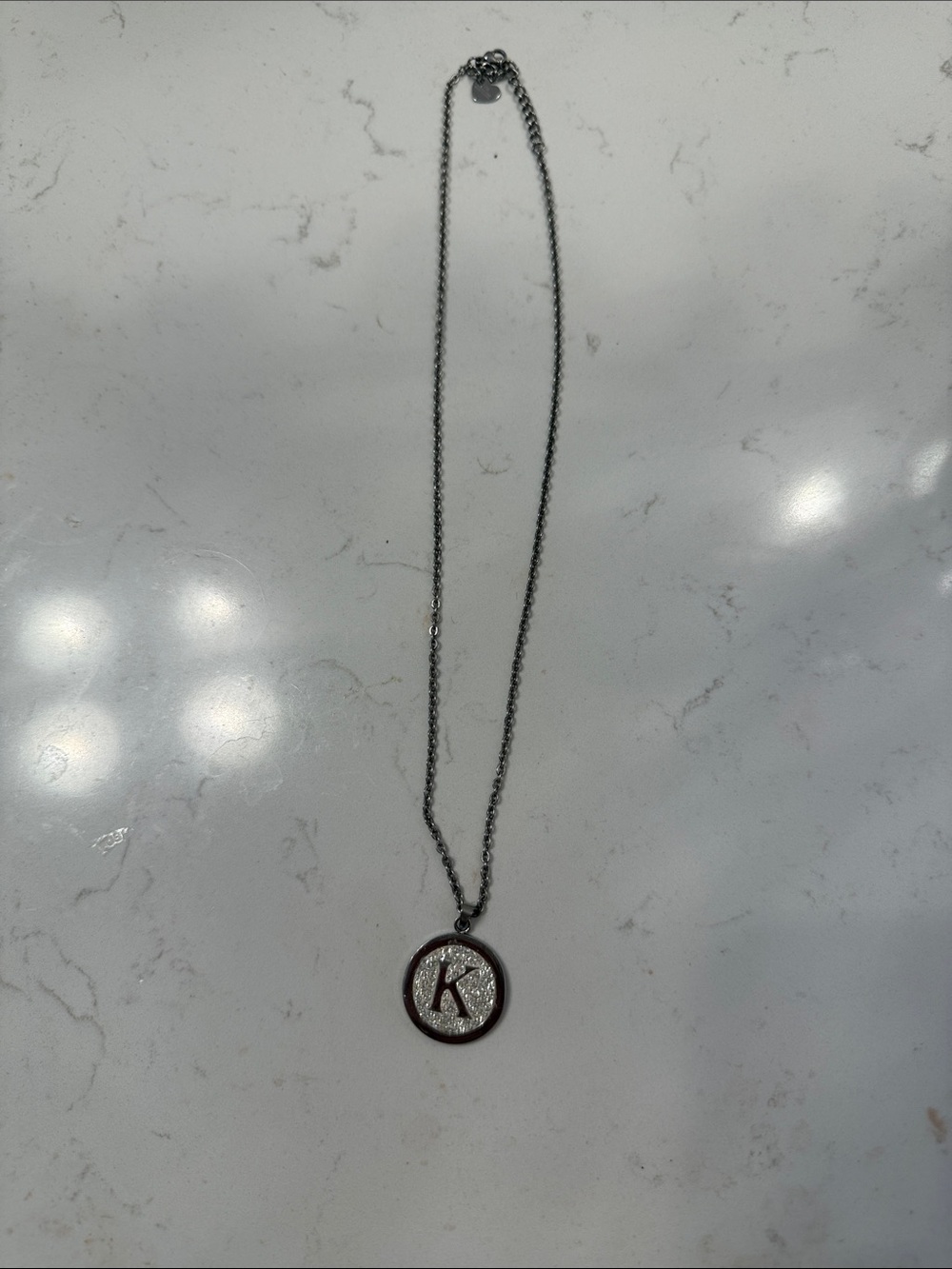 Initial K Silver-Tone Pendant Necklace